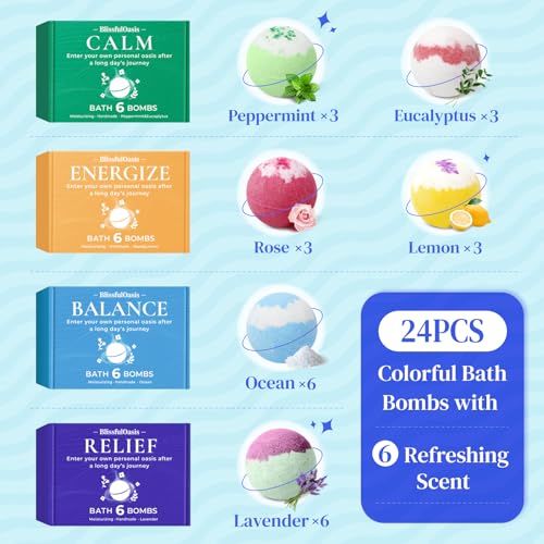 24 Pcs Bath Bombs Set with 6 Scents G941240