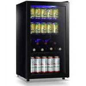 100 Can Capacity Compact Beverage Refrigerator with Glass Door U179