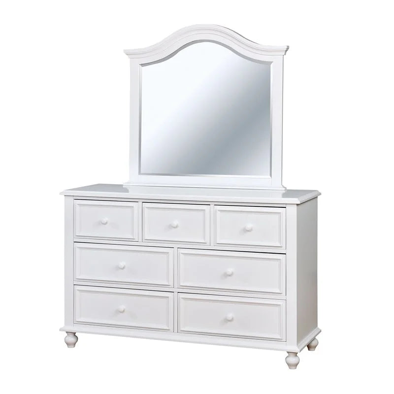 White 7-Drawer Wood Dresser and Mirror D69872