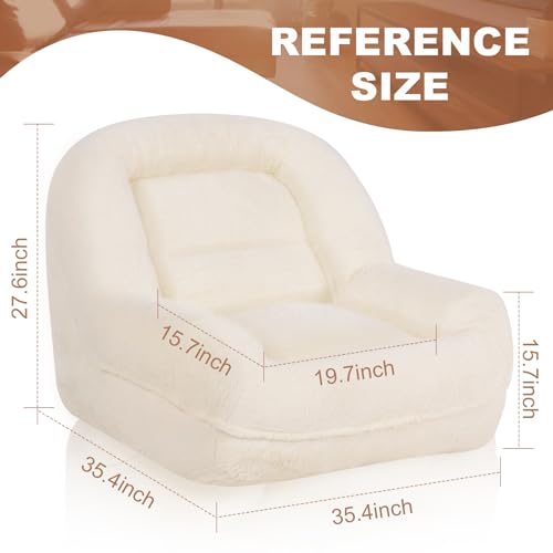 Pink Plush Bean Bag Chair with Armrests W956113