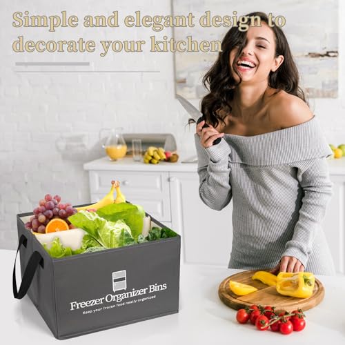 Collapsible Freezer Organizer Bins with Removable Dividers R395197