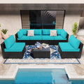 7 Pieces Black Wicker Outdoor Sectional Sofa Set J971281