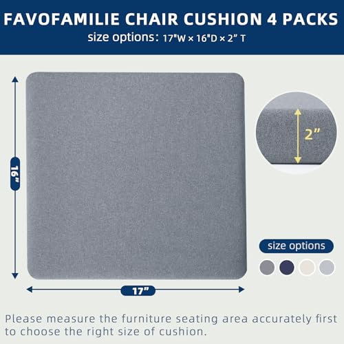 Water-Resistant High Density Foam Outdoor Chair Cushions Set of 4 Blue J4822