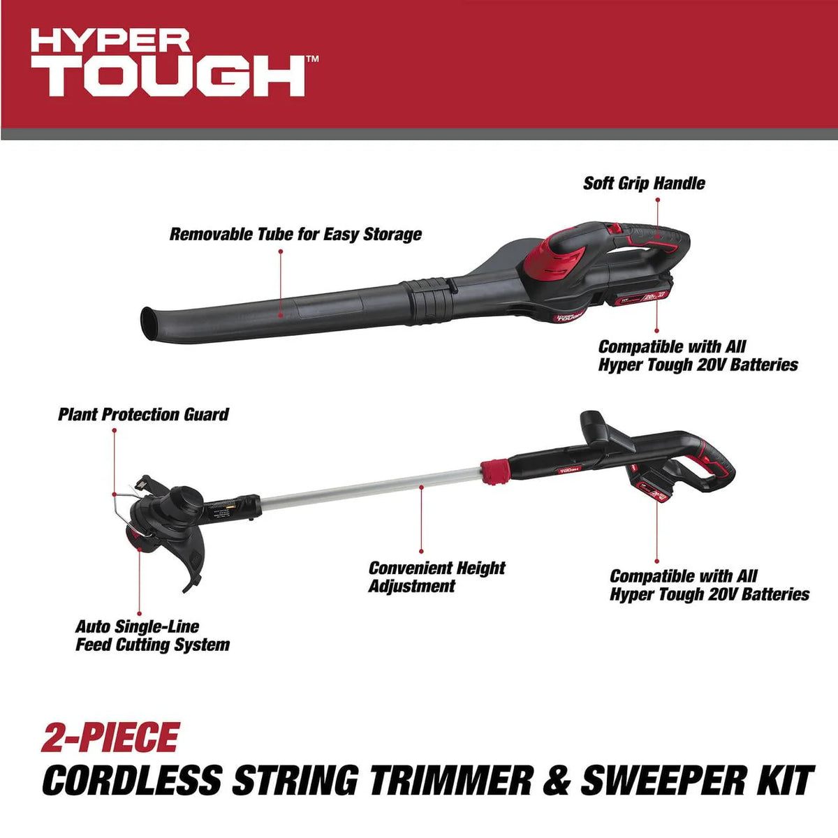20V Max Cordless Combo Kit, String Trimmer & Sweeper V8010
