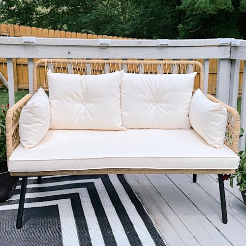 4 Piece Wicker Patio Furniture Set with Removable Cushion D232