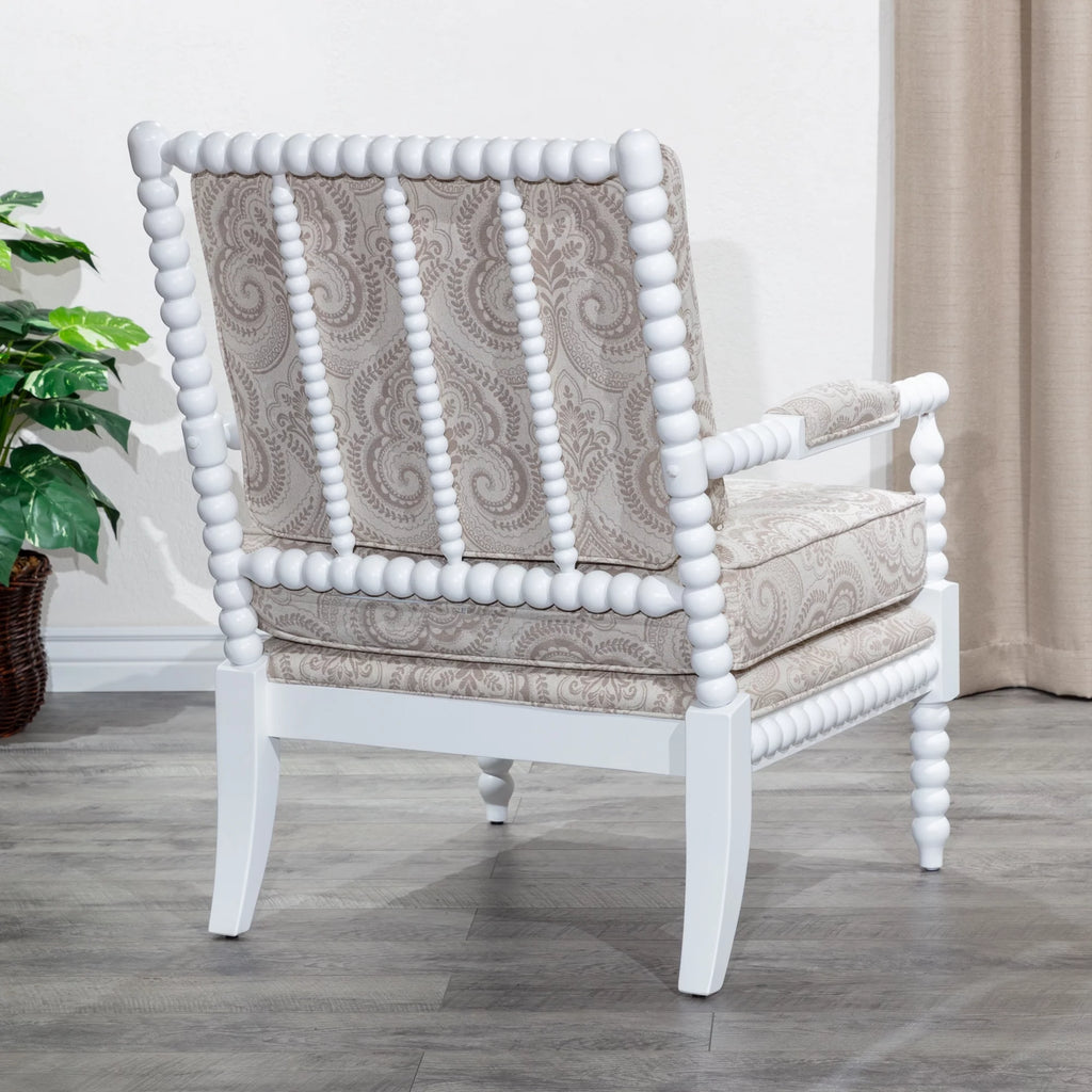 Spindle Chair White/Taupe Paisley N450969