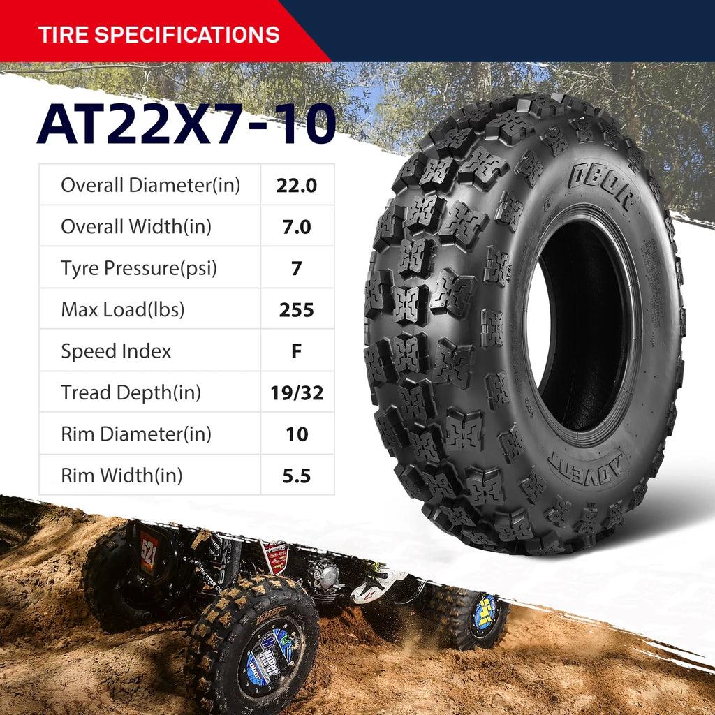 22x7x10 6 Ply ATV All Terrain Tires Set of 2 Q36639
