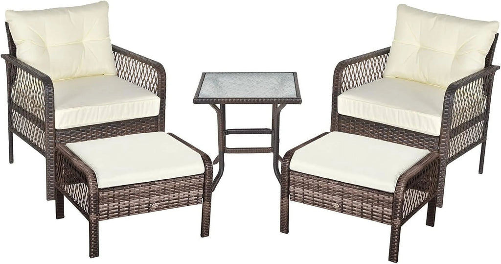 Cream White PE Wicker Patio Furniture Set M22176