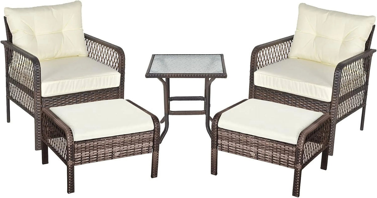 Cream White PE Wicker Patio Furniture Set M22176