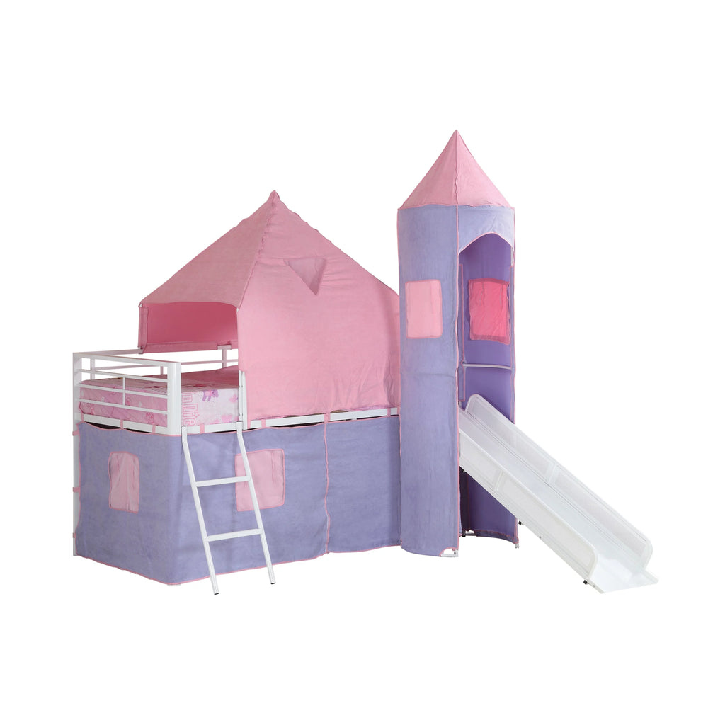 Pink and Purple Twin Tent Loft Bed N16075