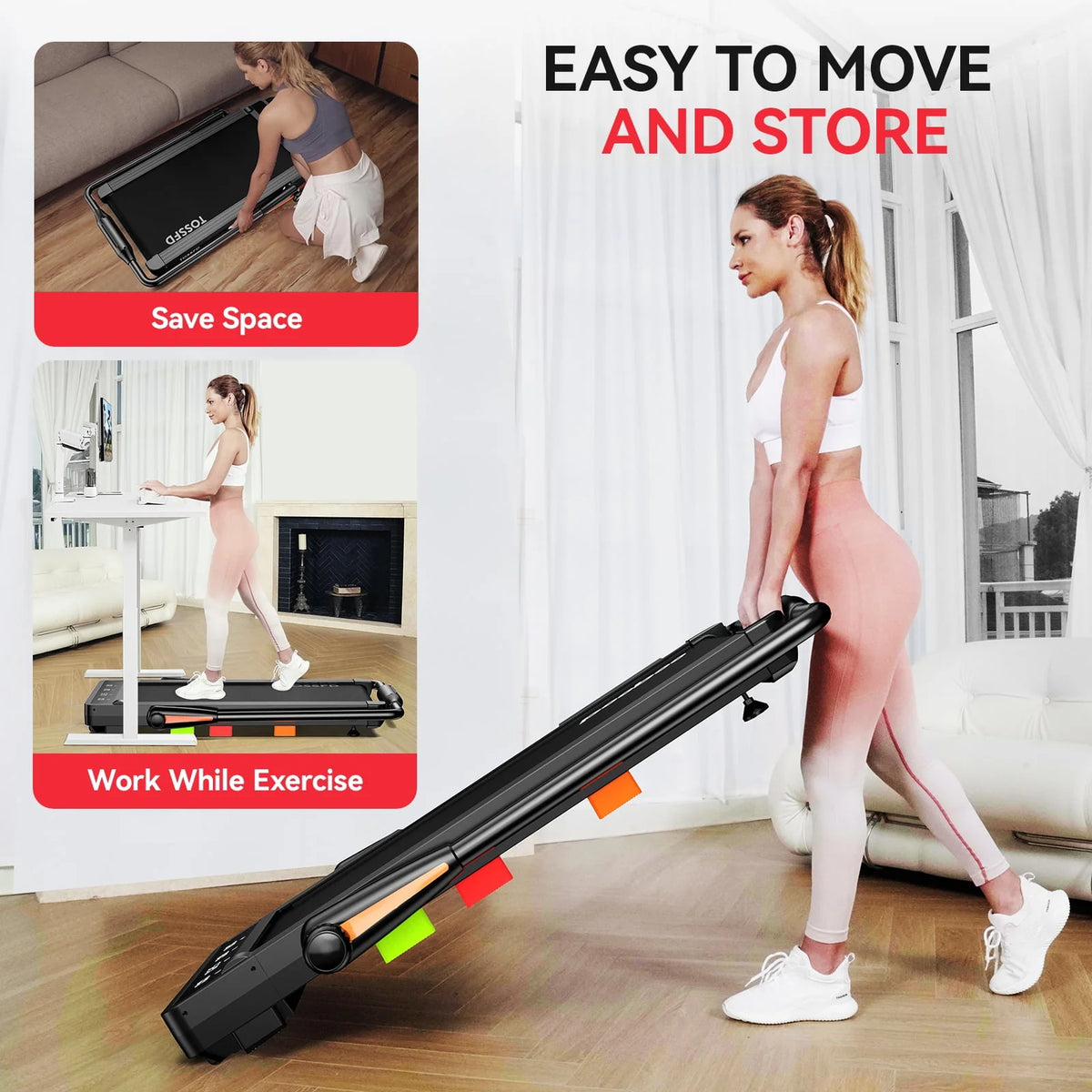 Black 2.5HP Folding Treadmill B514772