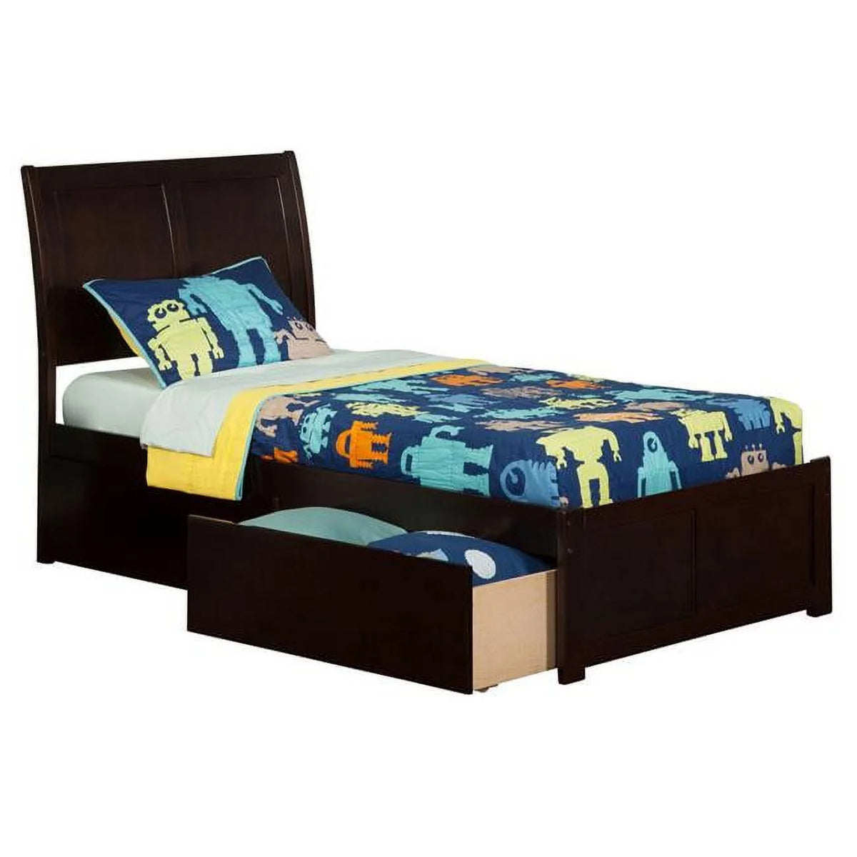 Twin Size Espresso Bed with Footboard I4454