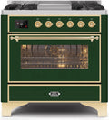 36 Dual Fuel Natural Gas Range Emerald Green Brass Trim F3126