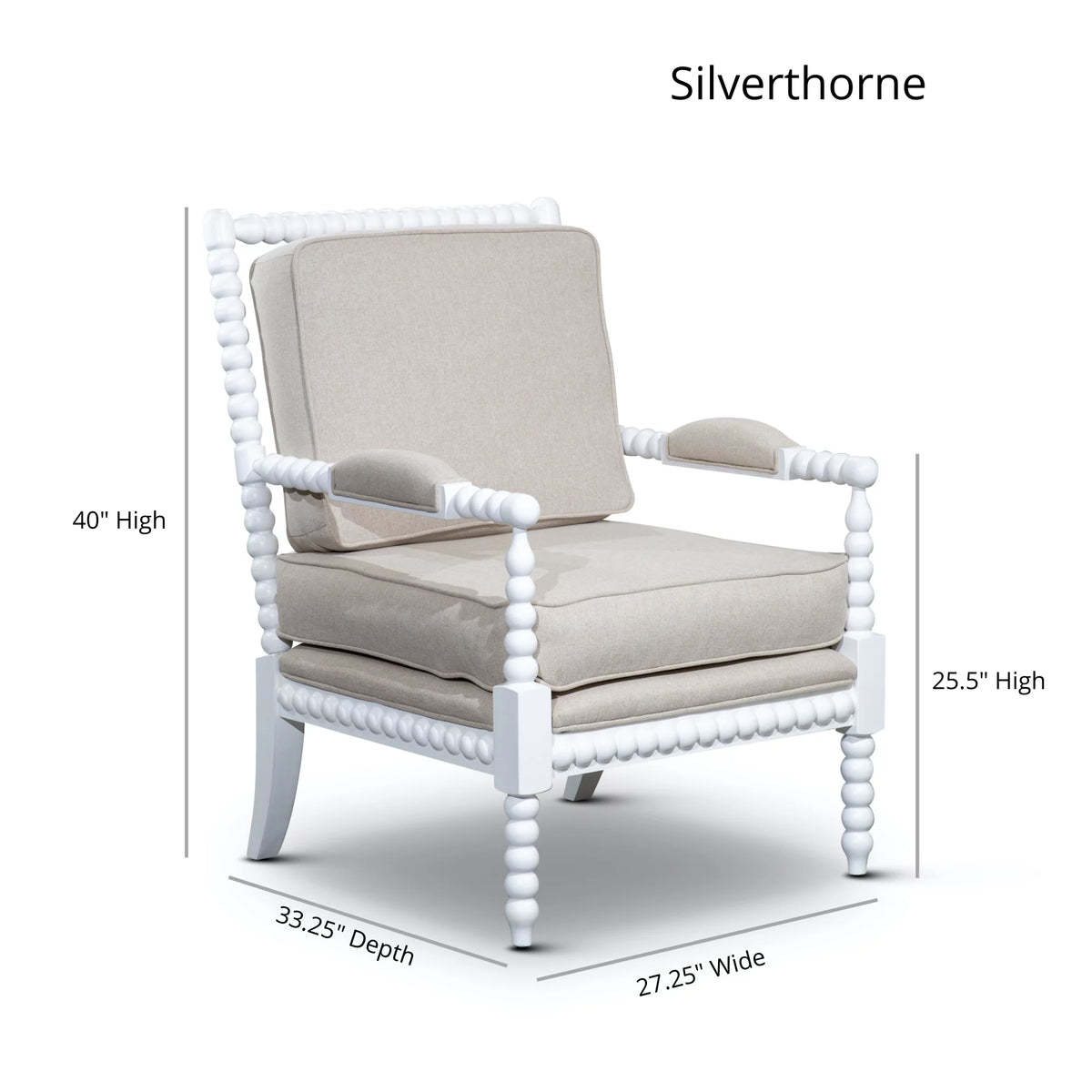 Spindle Chair White/Taupe Paisley N450969