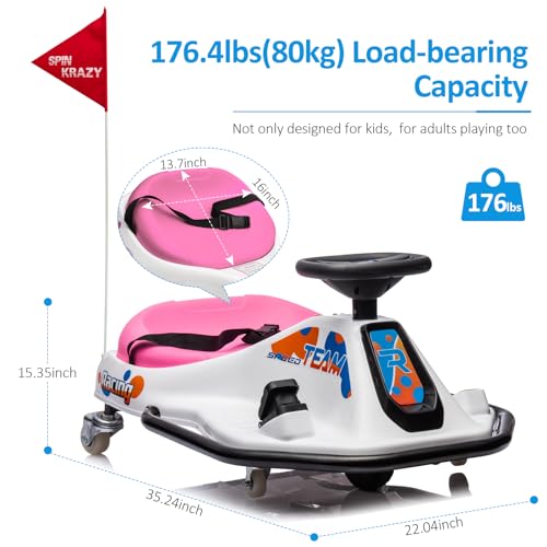 24V Electric Drifting Go Kart White Pink V4397