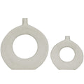 White Ceramic Donut Shaped Vase Set of 2 Q214979