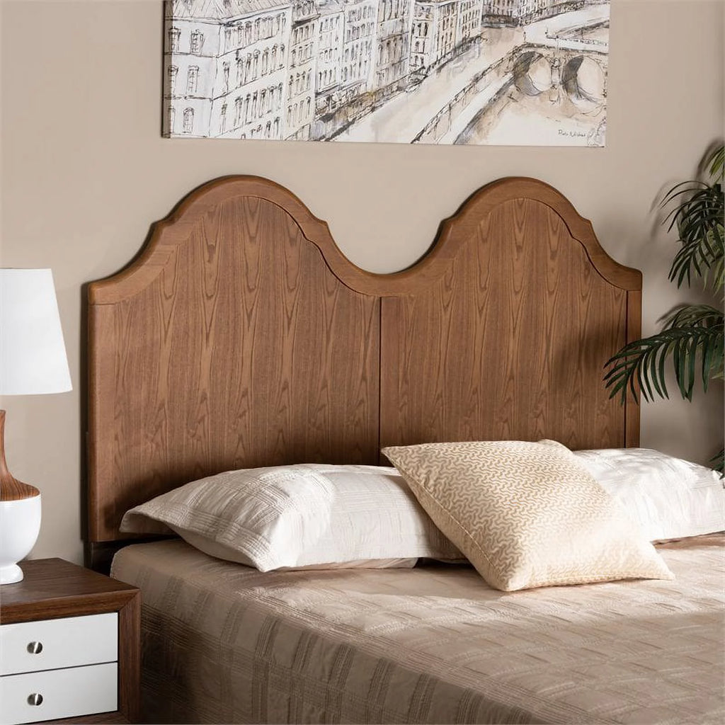 Ash Walnut Finished Wood King Size Arched Headboard C6085