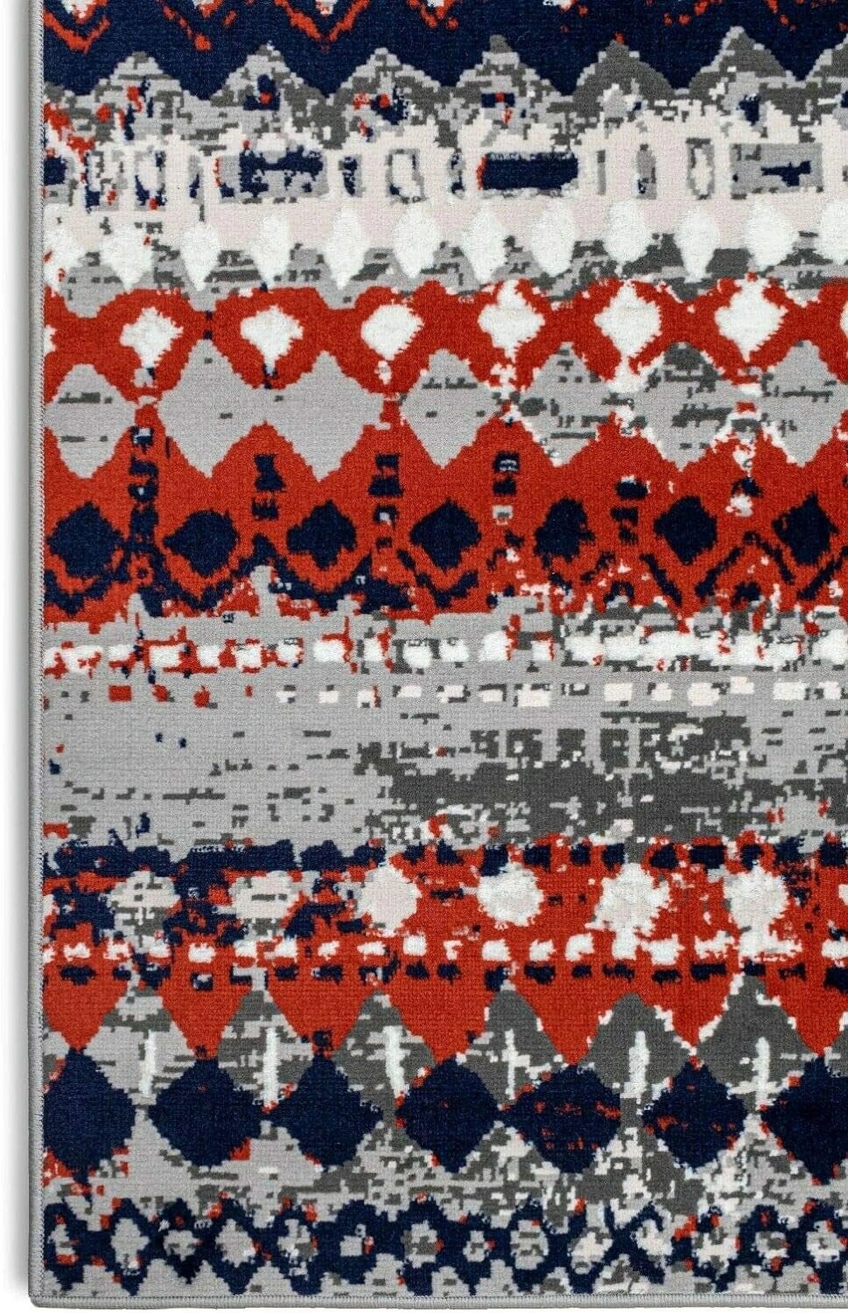 Light Grey Geometric Pattern Runner Rug H1809