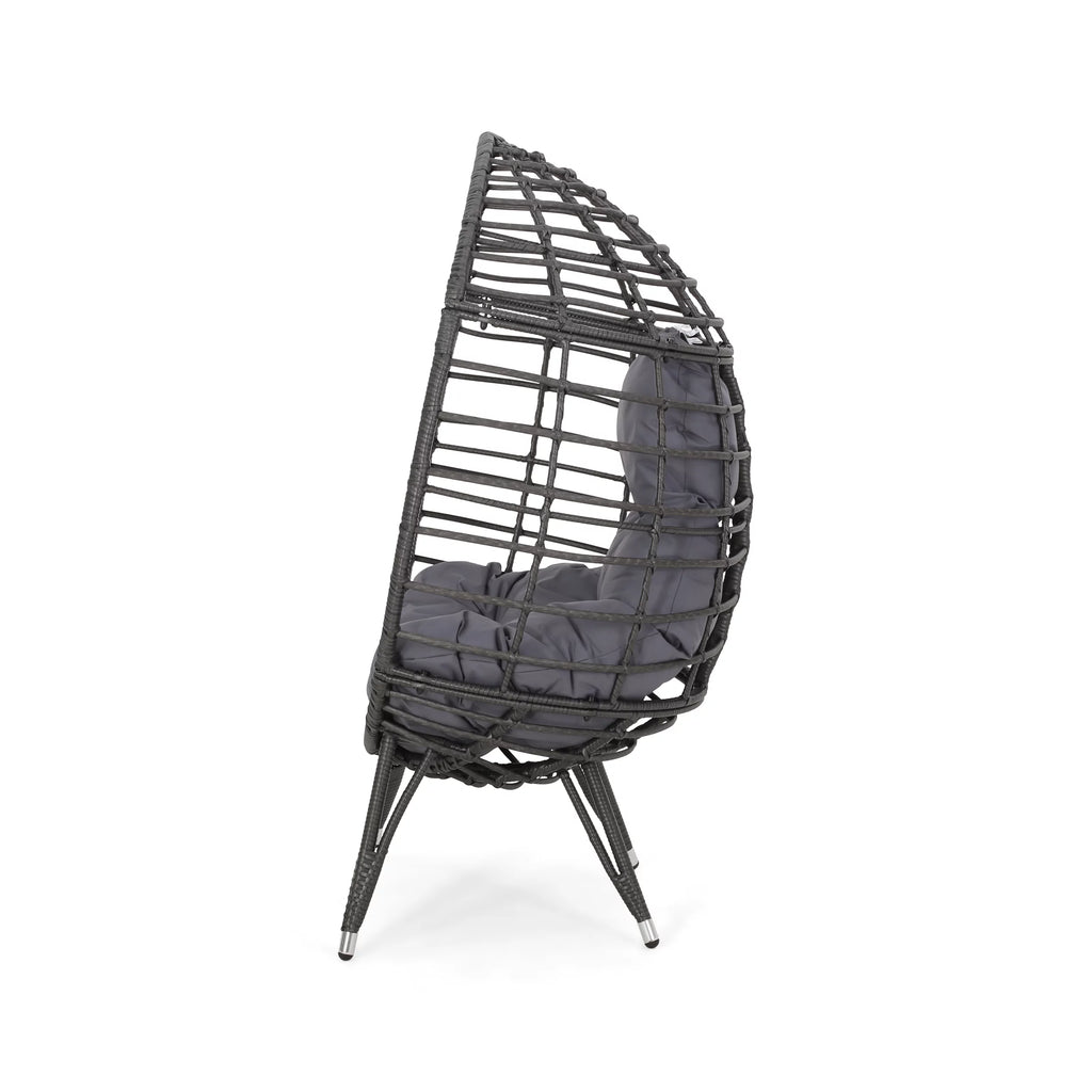 Outdoor Wicker Teardrop Chair in Gray and Dark Gray B581573