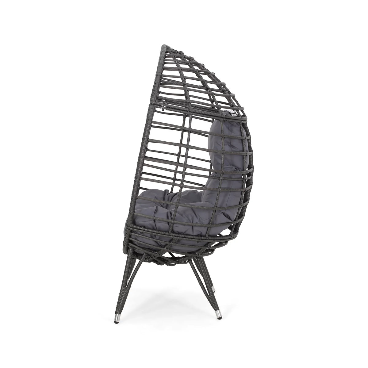 Outdoor Wicker Teardrop Chair in Gray and Dark Gray B581573