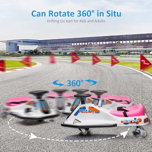 24V Electric Drifting Go Kart White Pink V4397