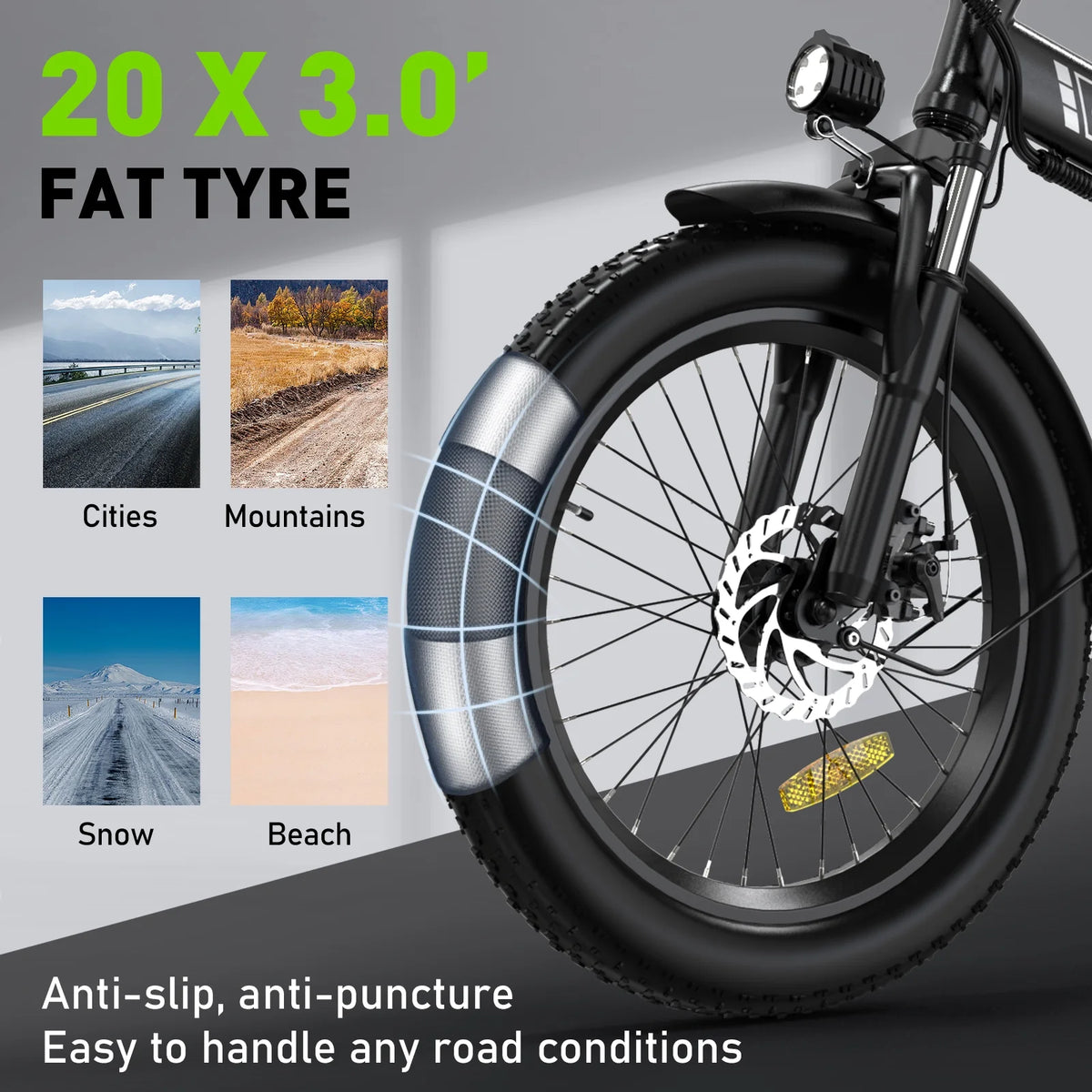 20" Fat Tire Foldable Electric Bike with 500W Battery J20338