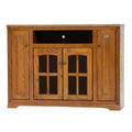 Oak Tall TV Stand with 2 Glass Panel Doors M892