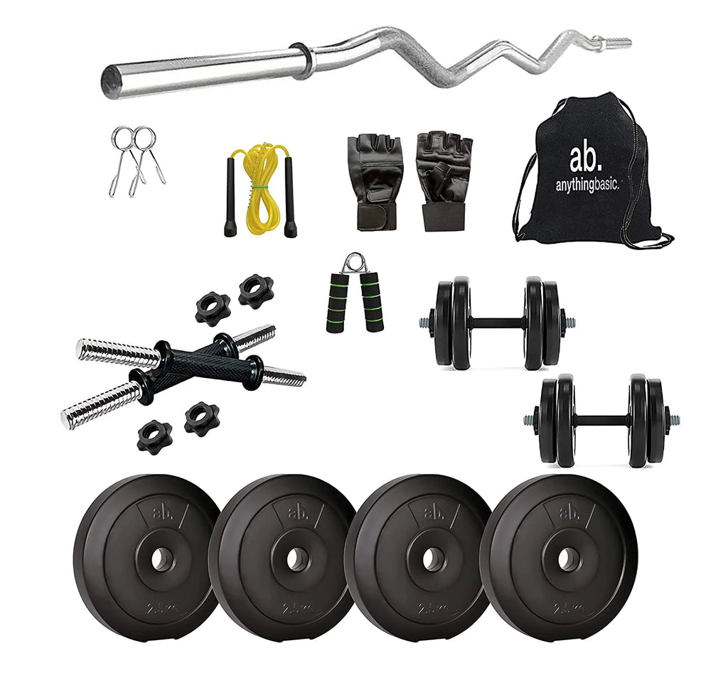 PVC 10 Kg Home Gym Set with Dumbbell Rods E15051