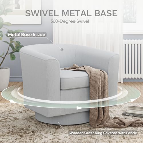 Beige Upholstered Swivel Accent Chair with Ottoman Y917