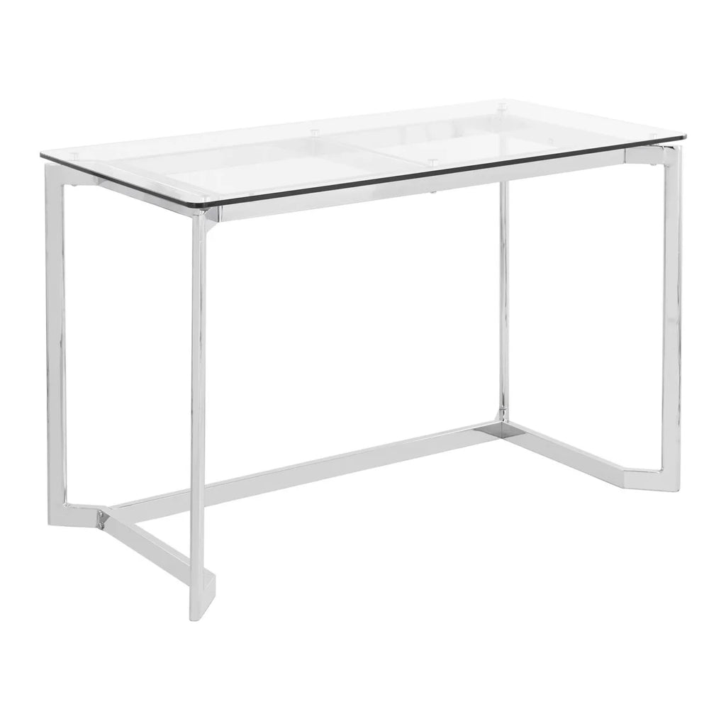 Modern Mirrored Chrome Clear Glass Office Desk X920