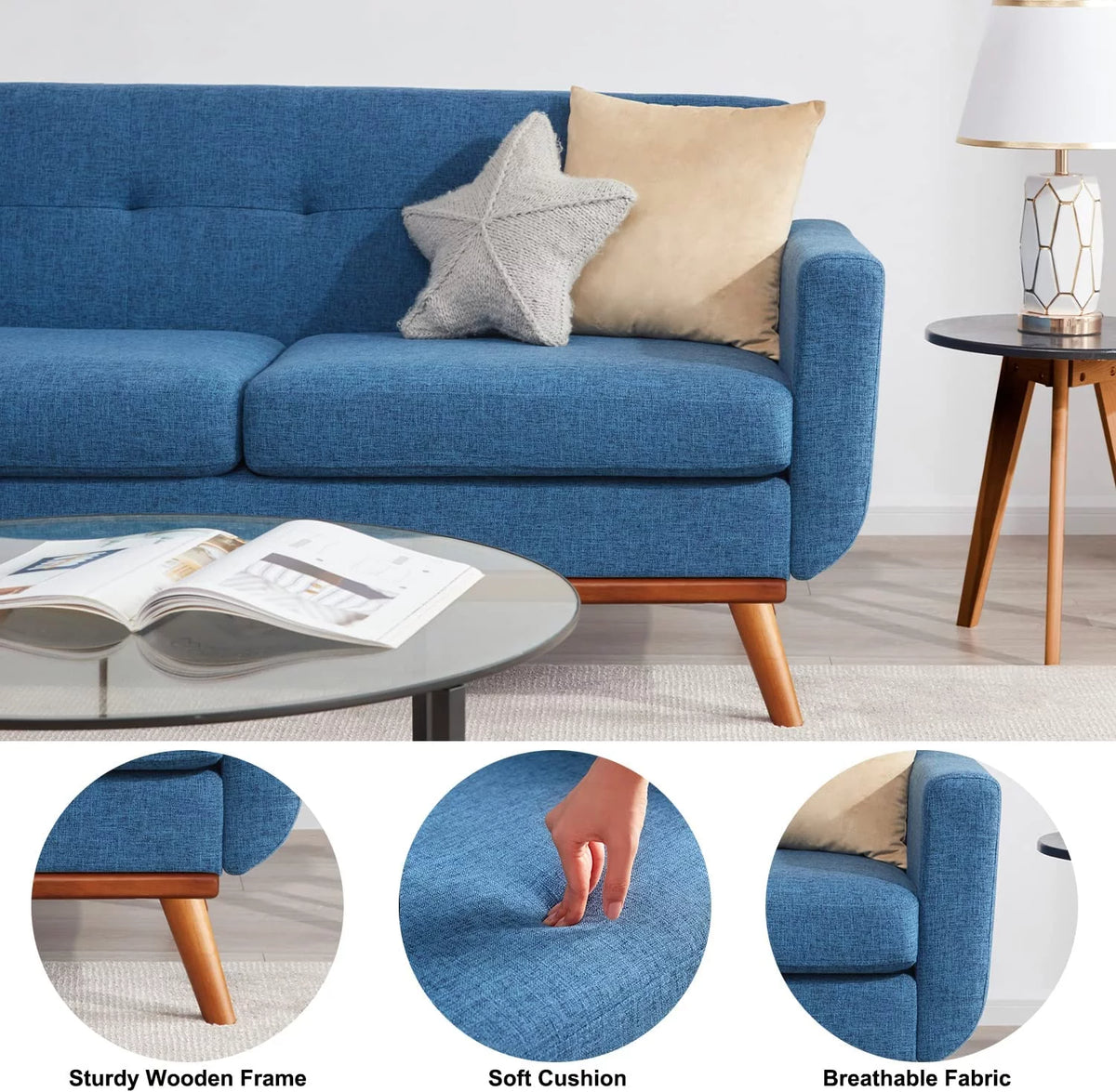 65" Button Tufted Upholstered Loveseat Sofa A731