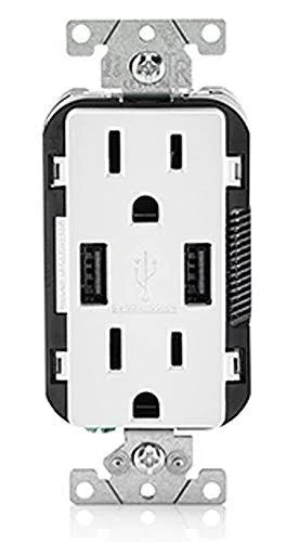 3 Pack 15 Amp 125 Volt Tamper-Resistant USB Charger Receptacle J38162