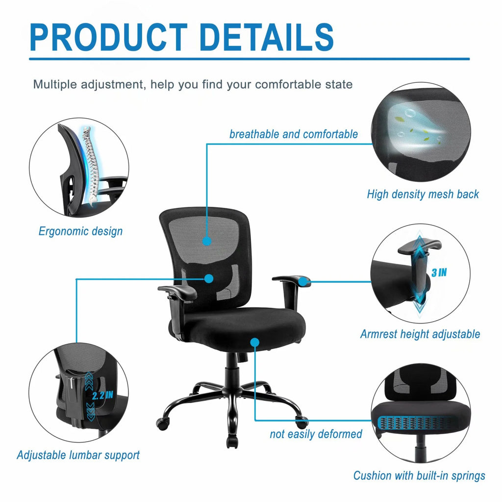 Black Ergonomic Mesh Office Chair with Arms S475