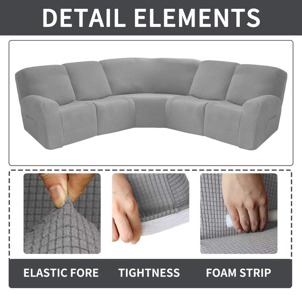 Light Gray 7 Piece Jacquard Stretch Sofa Covers Z410