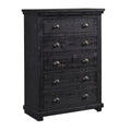 5 Drawer Wood Chest in Distressed Black B3321