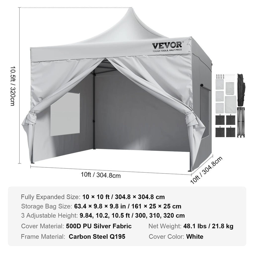 10x10 FT Pop up Canopy Tent with Removable Sidewalls T58213