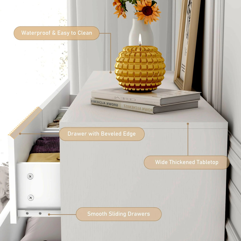 White 9 Drawer Wood Dresser with Charging Station G99946