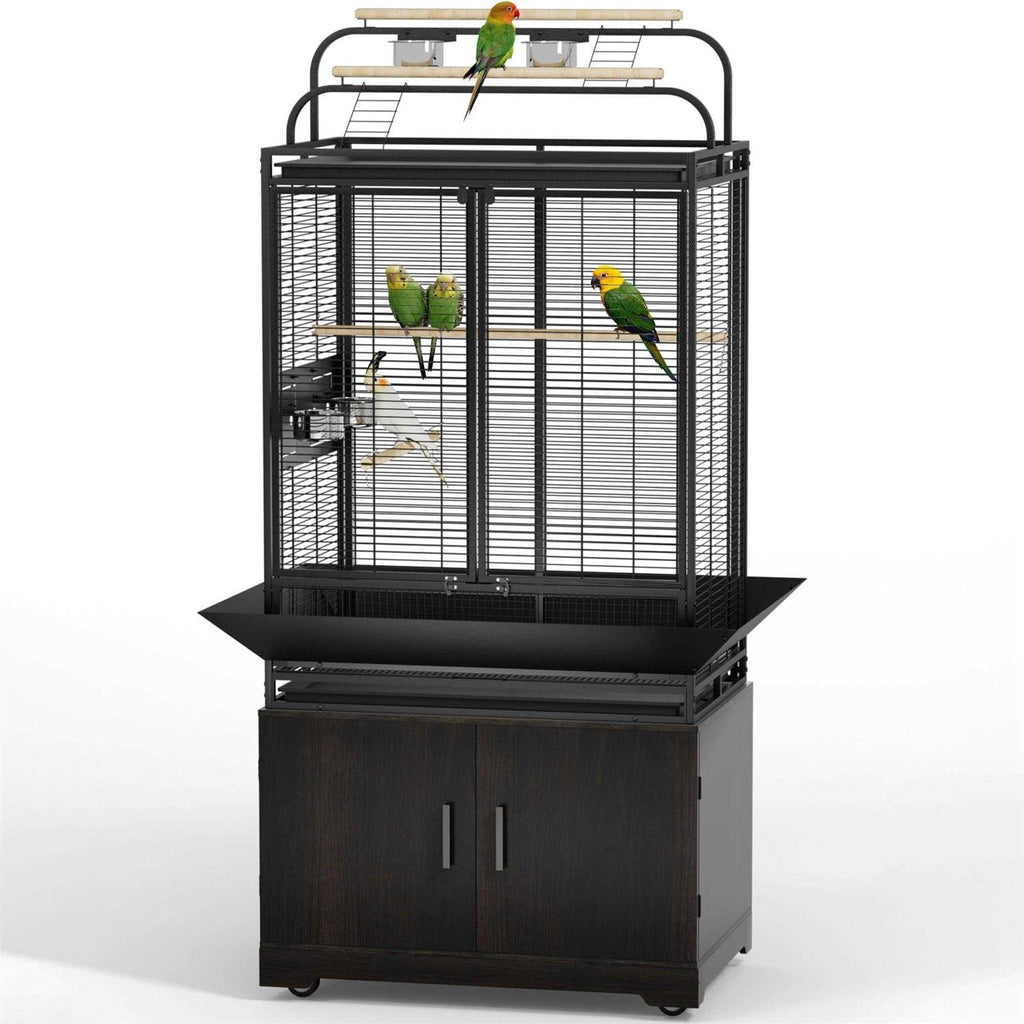 71-Inch Extra Large Bird Cage with Play Top and Rolling Storage Cabinet C88927