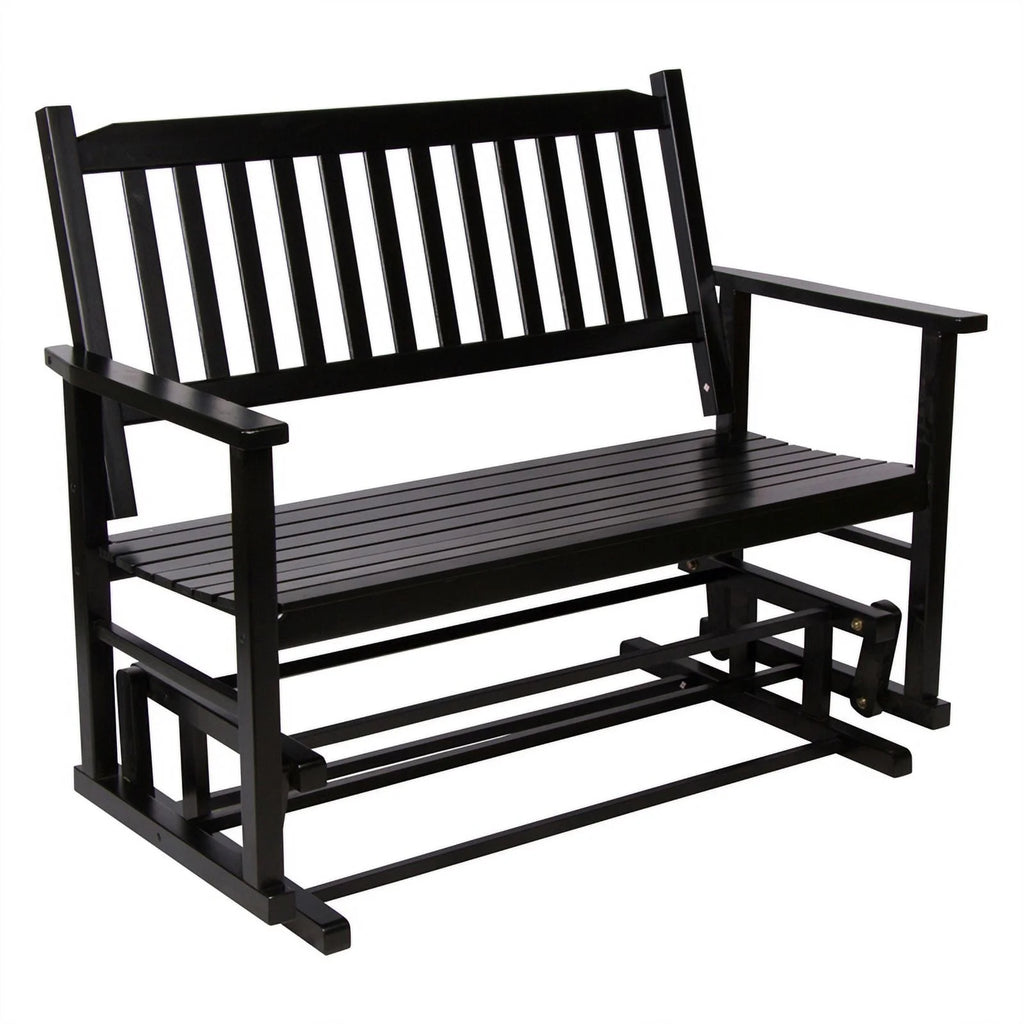 Black Hardwood Outdoor Glider Loveseat W916