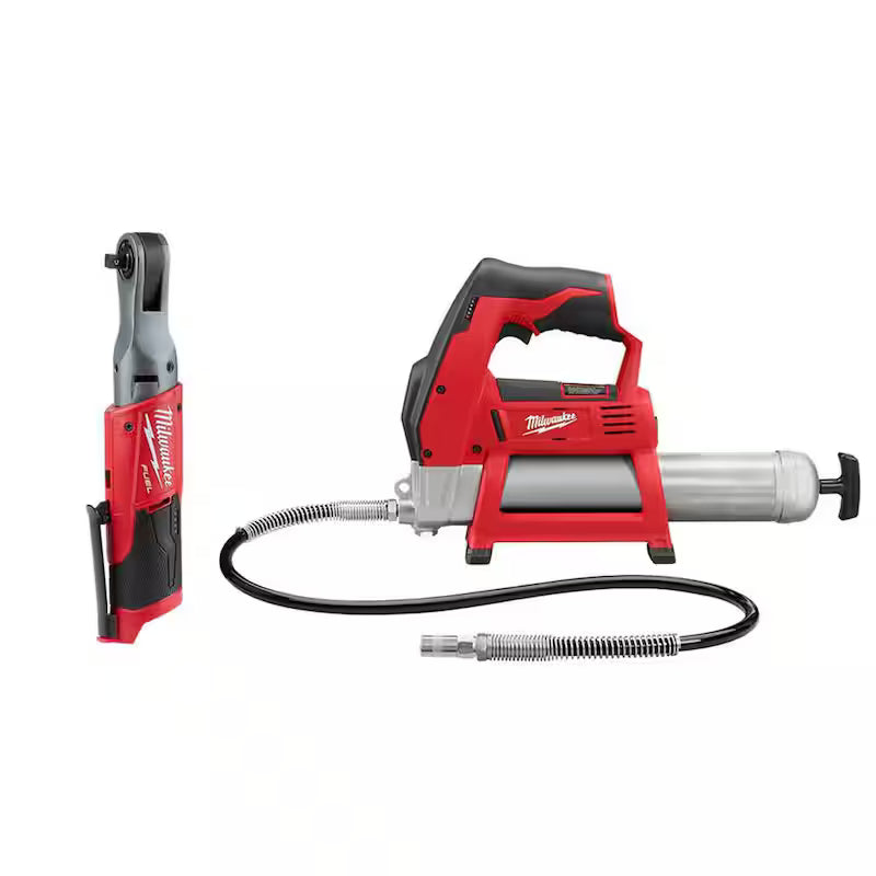 12V Lithium-Ion Brushless Cordless 3/8 in. Ratchet with Grease Gun P249154