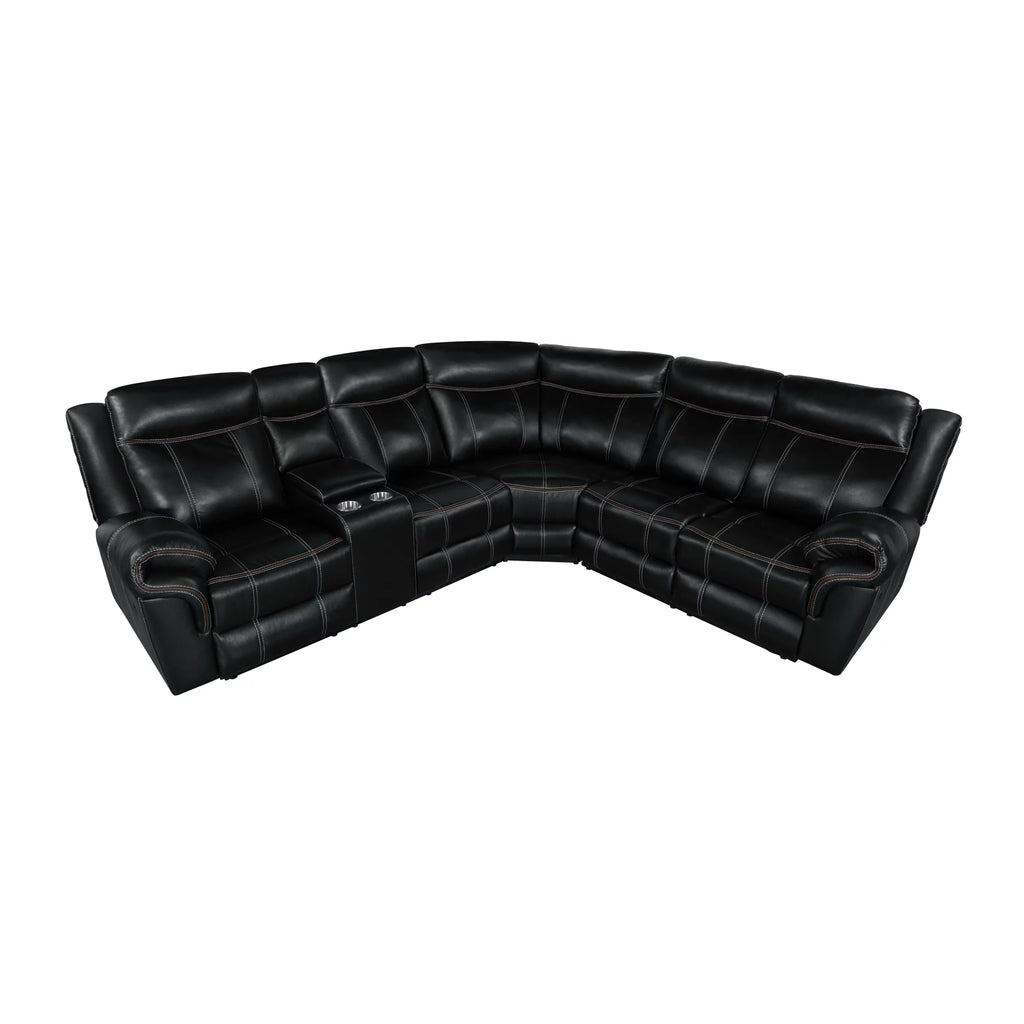 Black Manual Recliner with Cup Holder and Storage I82228