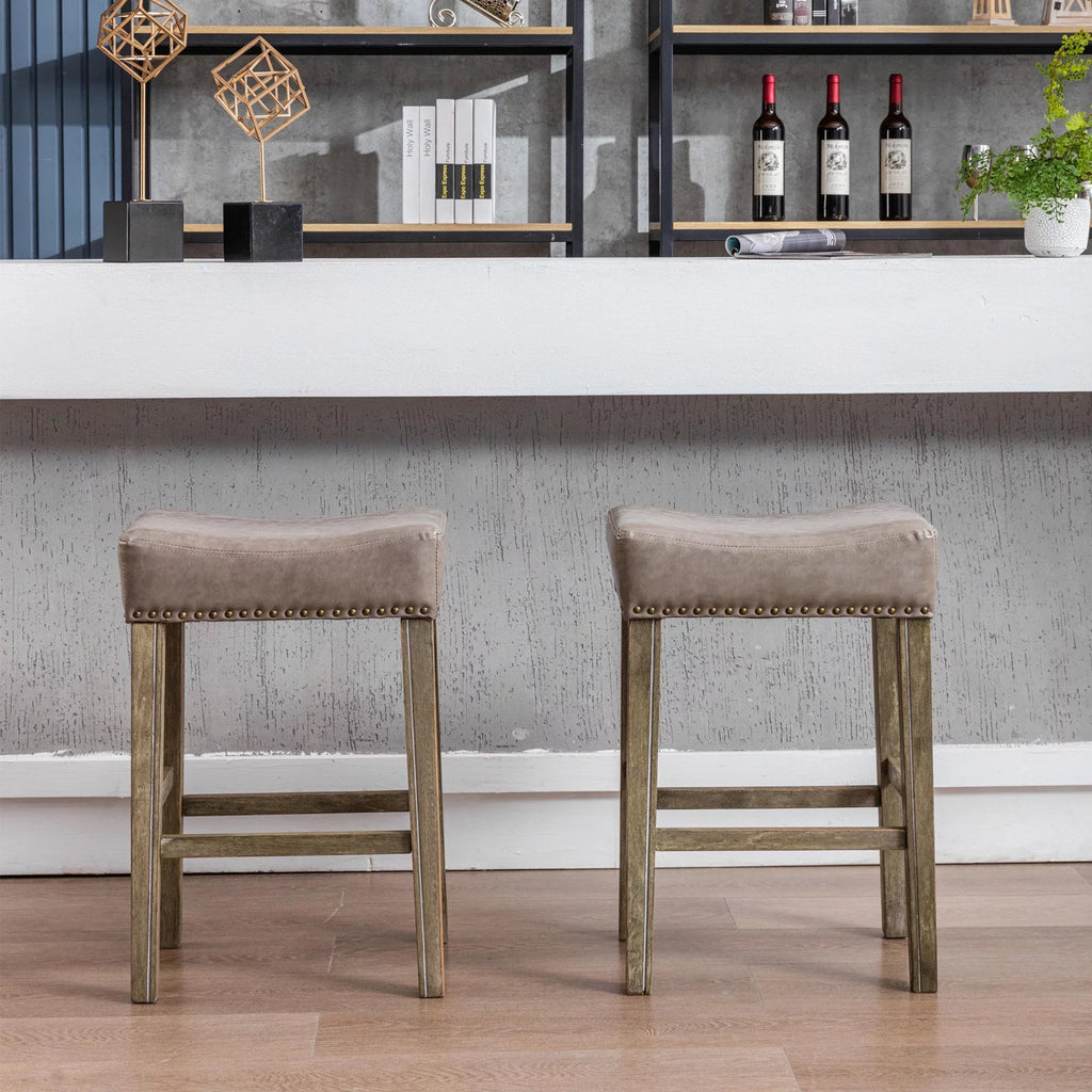 26" Counter Height Bar Stools Set of 2 Gray L459