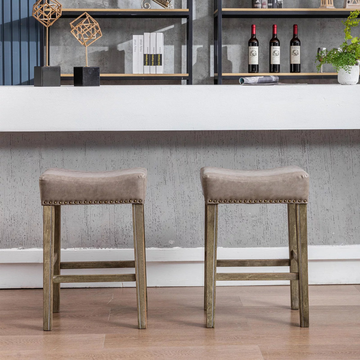 26" Counter Height Bar Stools Set of 2 Gray L459
