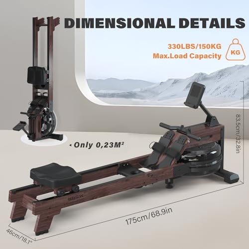 Rowing Machine with 350lb Weight Capacity and LCD Monitor W9635