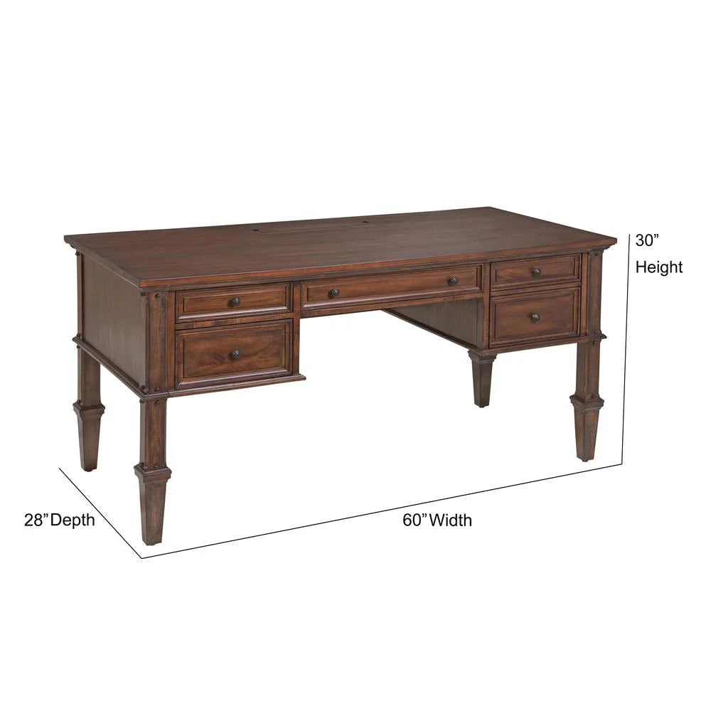 Rustic Cherry 60-inch Wood Storage Desk D5285