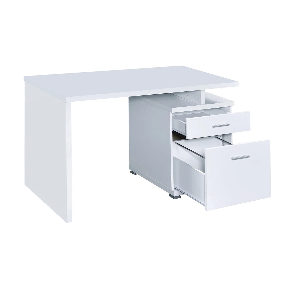 White Wooden Desk with Cabinet Q721184