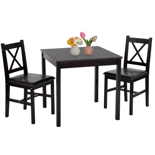 5-Piece Solid Wood Dining Table Set for 4 Brown K6439