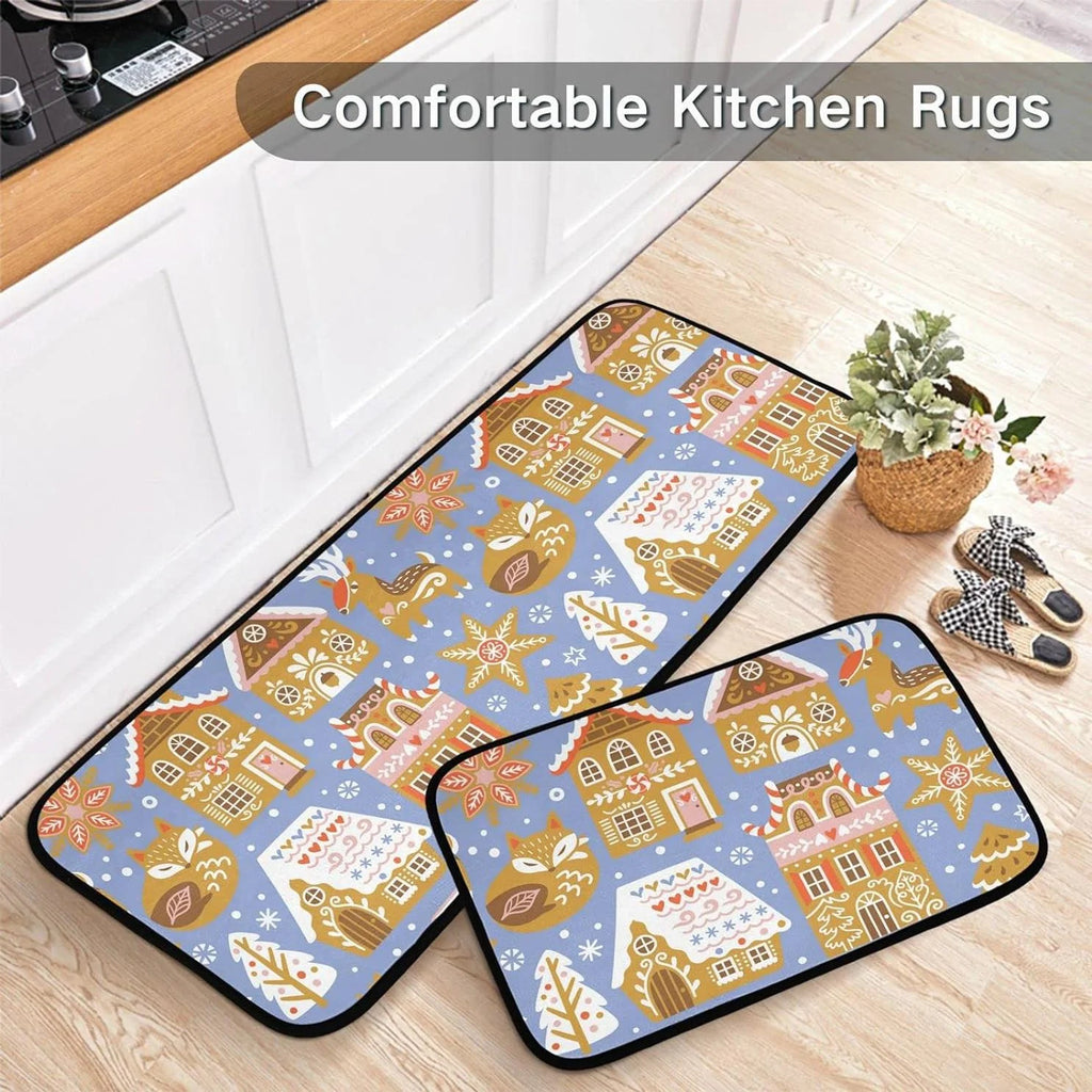 Christmas Cookies Kitchen Mats Set of 2 Non Slip Comfort Mat D3805