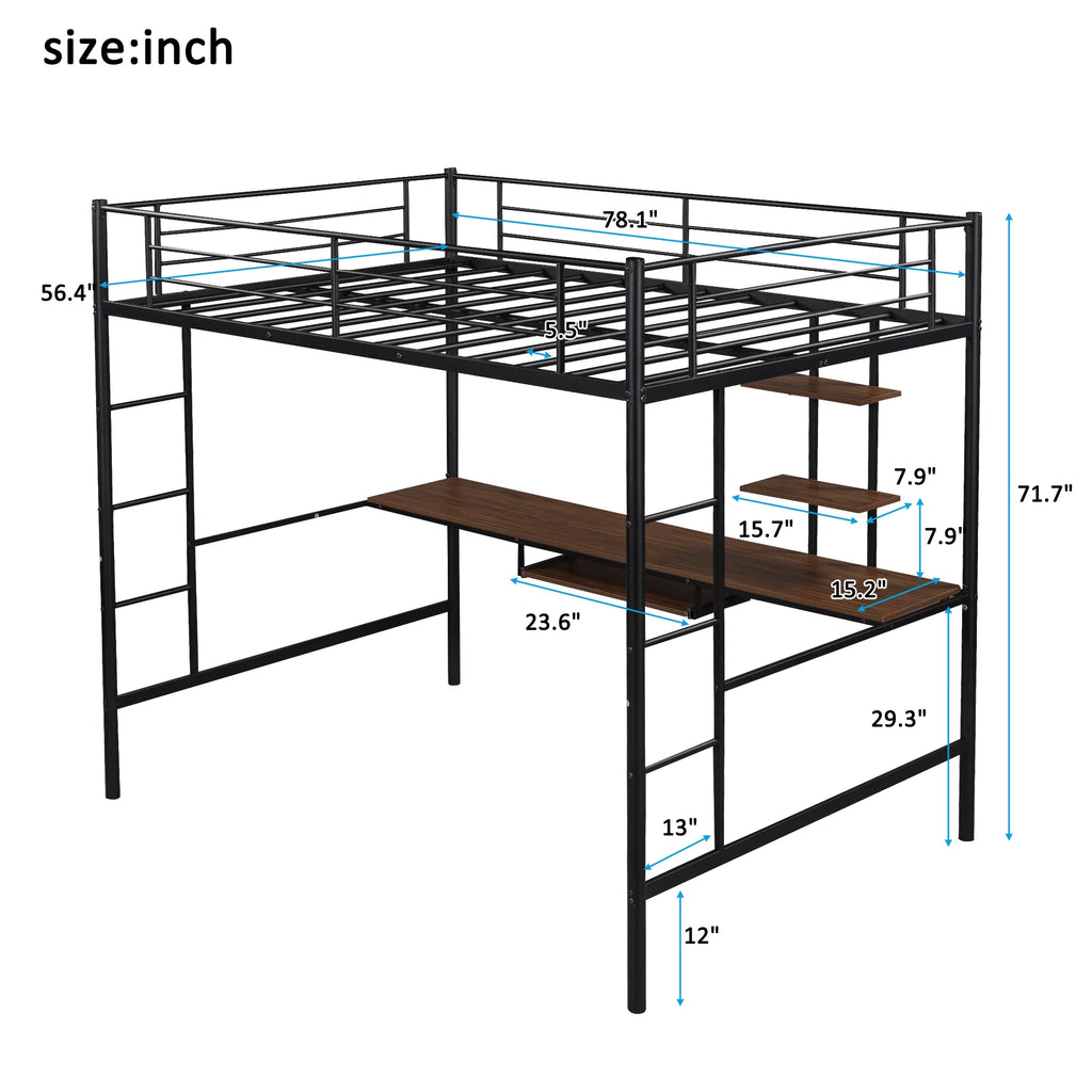 Full Bed with Keyboard Tray, 2 Shelves and Desk H59186