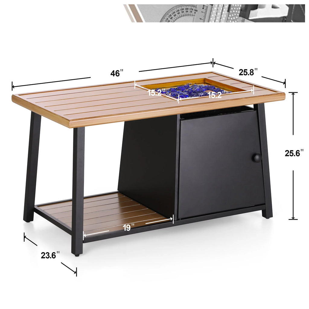 46" Outdoor Rectangular Gas Fire Pit Table S604